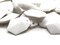 30 18mm White Vintage Plastic Flat Faceted Polygon Beads
